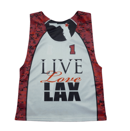 Silver and Burgundy lacrosse reversible pinnie with contrast panel styling