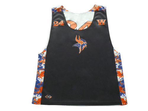 Black and White lacrosse reversible pinnie with clean panel styling