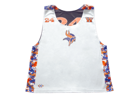 White and Slate lacrosse reversible pinnie with contrast panel styling