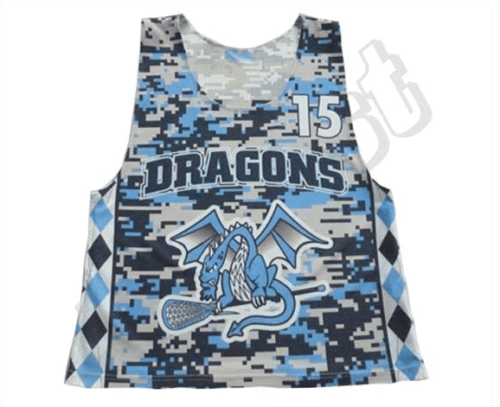 Silver and Sky Blue lacrosse reversible pinnie with contrast panel styling