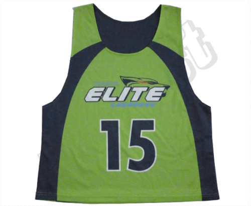 Lime and Navy lacrosse reversible pinnie with contrast panel styling