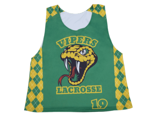Emerald and Lime lacrosse reversible pinnie with abstract graphic styling