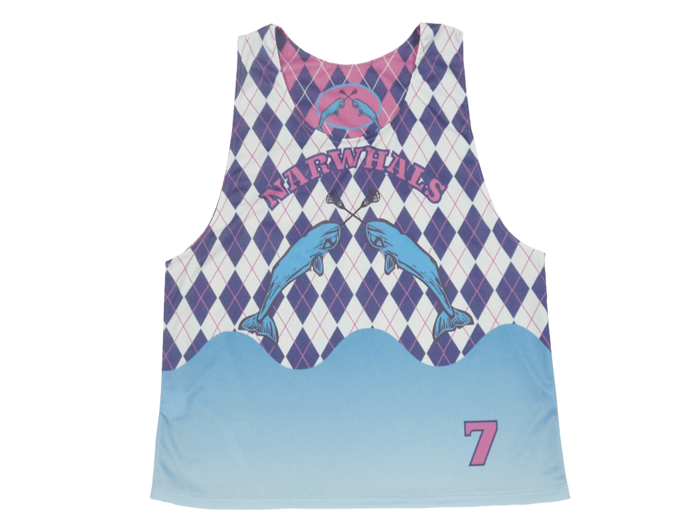 Silver and Burgundy Lacrosse Reversible Pinnie with Contrast Panel and Contour Styling 6 Custom Geometric Lacrosse Reversible Pinnie product view
