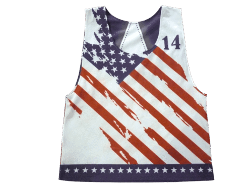 White and Red lacrosse reversible pinnie with contrast panel styling