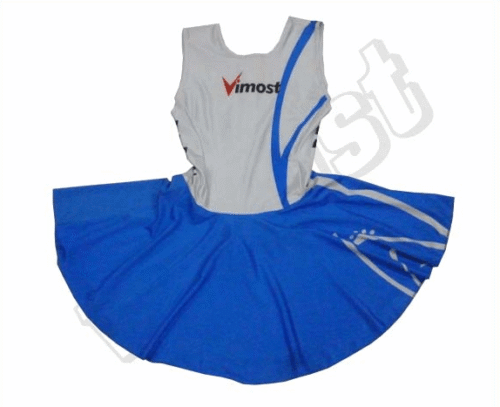 Royal Blue and Silver netball uniform with contrast panel styling