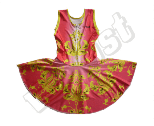 Red and Pink netball uniform with contrast panel styling