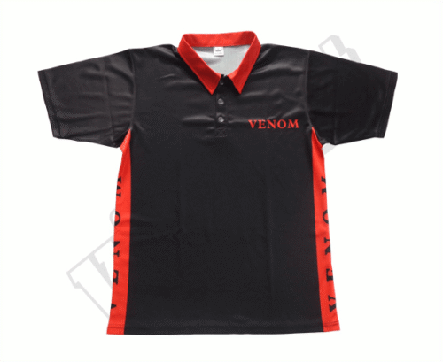 Black and Red team polo shirt with contrast panel styling