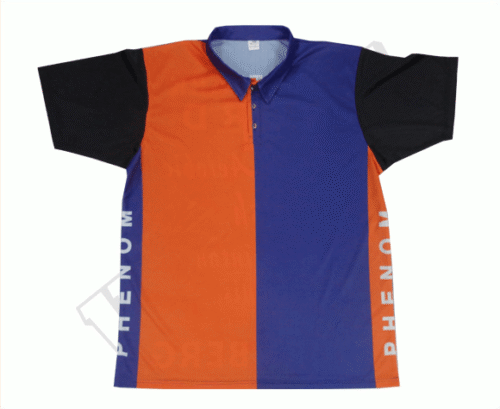 Purple and Navy team polo shirt with contrast panel styling