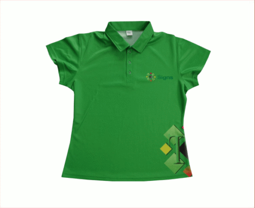 Emerald and Lime team polo shirt with contrast panel styling
