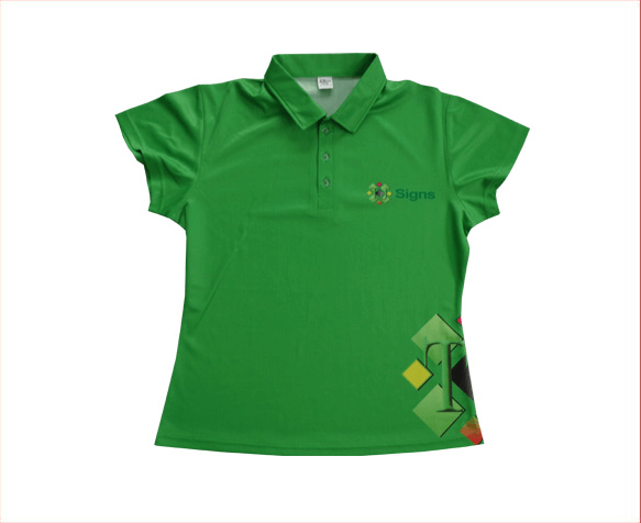 Emerald and Pink Team Polo Shirt with Contrast Panel and Crest Styling 6 Custom Mosaic Team Polo Shirt product view