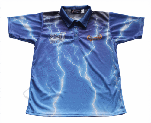 Sky Blue and Royal Blue Team Polo Shirt with Contrast Panel and Angular Styling 6 Sky Blue and Royal Blue team polo shirt with contrast panel styling