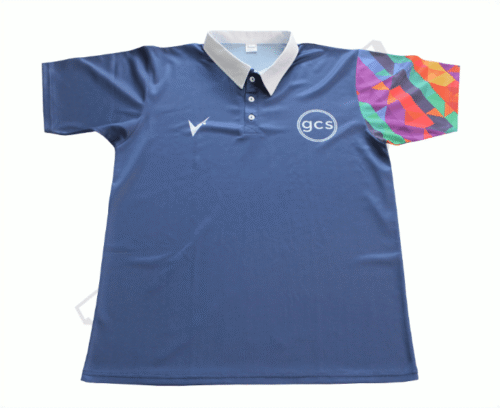 Slate and Sky Blue team polo shirt with contrast panel styling