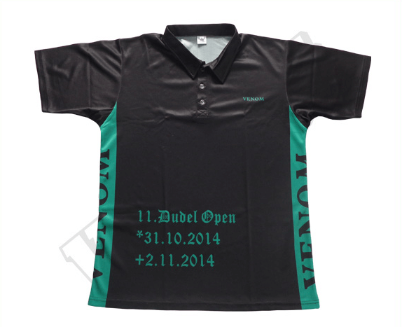 Black and Teal Team Polo Shirt with Contrast Panel and Tournament Styling 17 Black and Teal team polo shirt with contrast panel styling