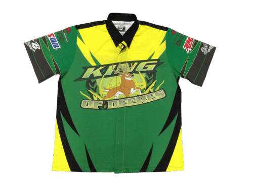 Emerald and Yellow racing crew shirt with clean panel styling