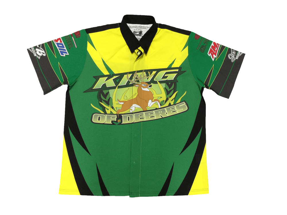 Black and Silver Racing Crew Shirt with Contrast Panel and Mosaic Styling 5 Custom Summit Racing Crew Shirt product view