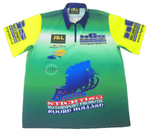 Emerald and Yellow racing crew shirt with abstract graphic styling