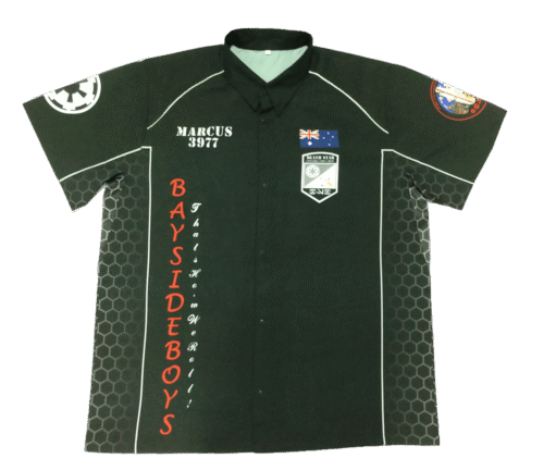 Charcoal and Silver racing crew shirt with clean panel styling