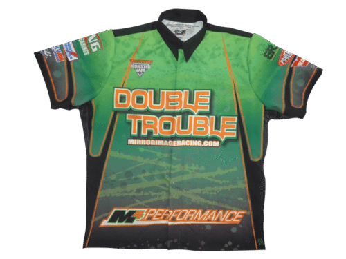 Slate and Lime racing crew shirt with abstract graphic styling