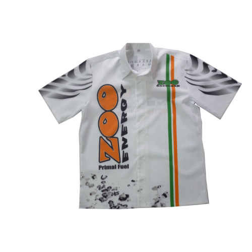Silver and Slate racing crew shirt with contrast panel styling