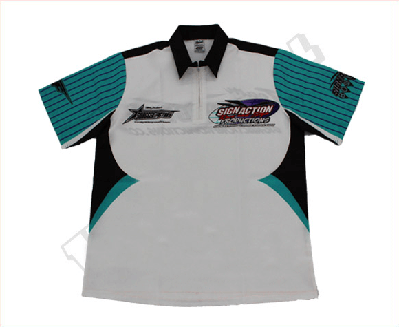 Lime and Emerald Racing Crew Shirt with Contrast Panel and Apex Styling 6 Custom Icon Racing Crew Shirt product view