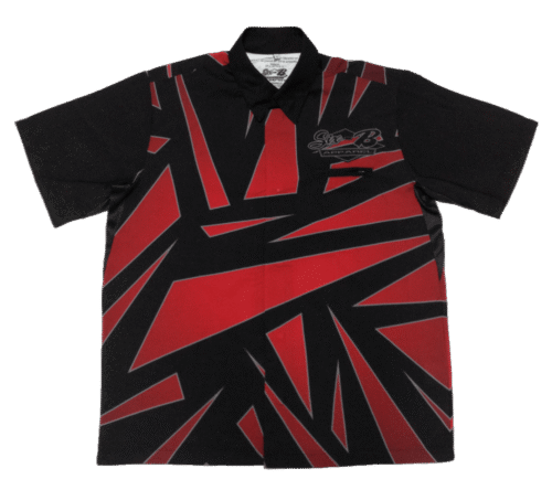 Black and Red racing crew shirt with clean panel styling