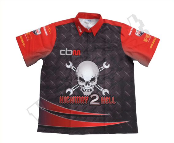 Black and Burgundy Racing Crew Shirt with Abstract Graphic and Horizon Styling 5 Custom Tempo Racing Crew Shirt product view