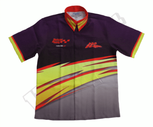 Black and Yellow racing crew shirt with contrast panel styling