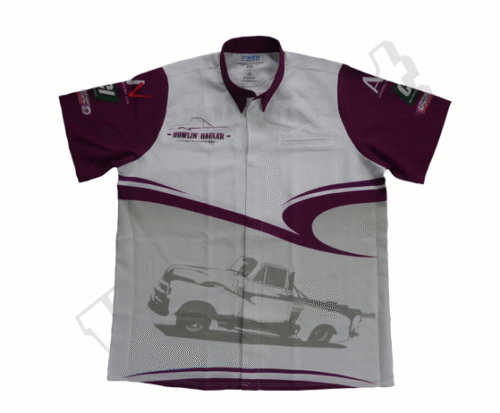 Silver and Slate racing crew shirt with contrast panel styling