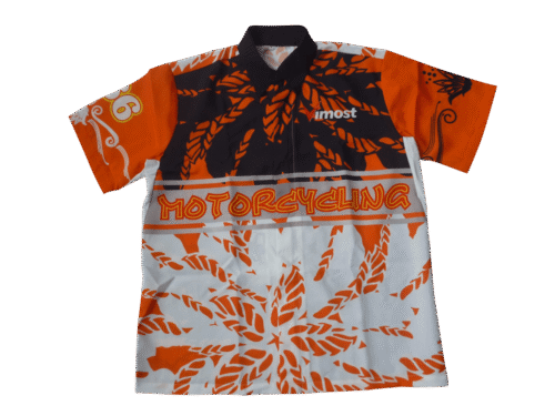 Silver and Red racing crew shirt with clean panel styling