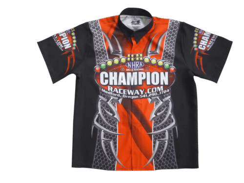 Black and Red racing crew shirt with abstract graphic styling
