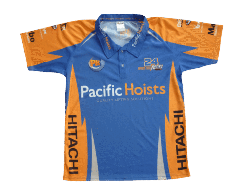 Royal Blue and Slate racing crew shirt with clean panel styling