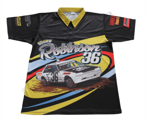 Black and Silver racing crew shirt with contrast panel styling
