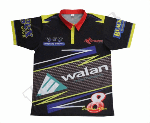 Black and Lime racing crew shirt with contrast panel styling