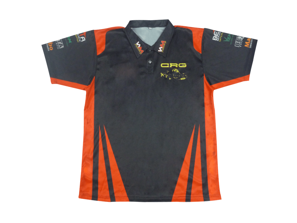 Black and Silver Racing Crew Shirt with Contrast Panel and Gradient Styling 6 Custom Crest Racing Crew Shirt product view