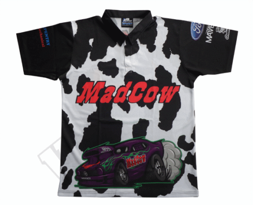 Black and Silver racing crew shirt with contrast panel styling