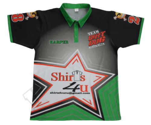 Black and Emerald racing crew shirt with contrast panel styling