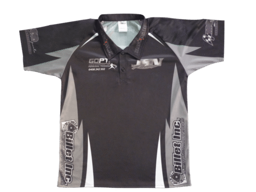 Charcoal and Silver racing crew shirt with clean panel styling