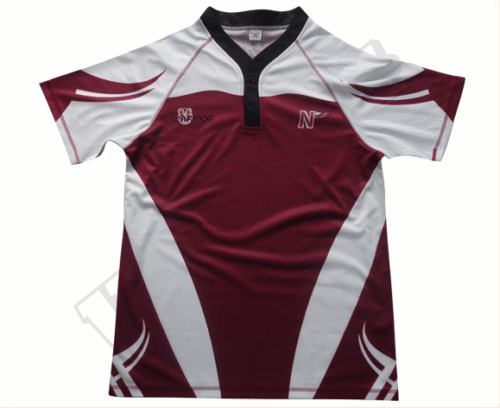 Silver and Burgundy rugby jersey with contrast panel styling