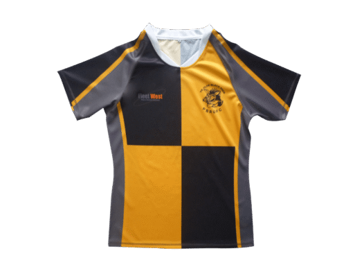 Black and Gold rugby jersey with clean panel styling