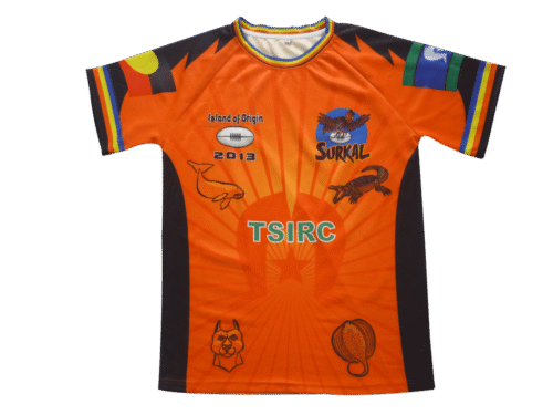 Orange and Red rugby jersey with contrast panel styling