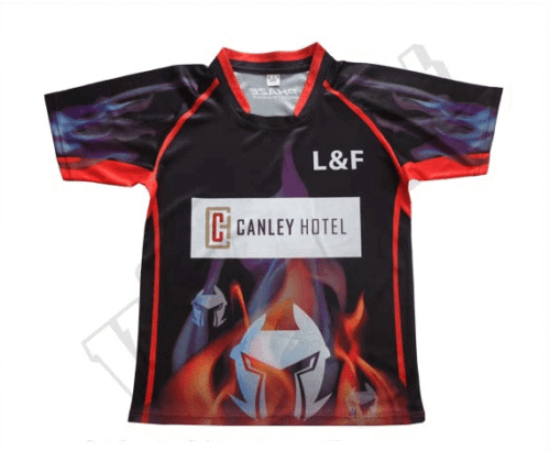 Black and Burgundy rugby jersey with contrast panel styling