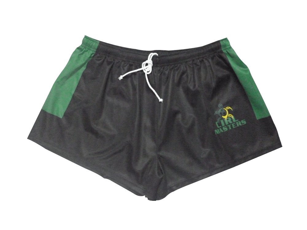 Black and Red Rugby Shorts with Abstract Graphic and Dynamic Styling 6 Custom Performance Rugby Shorts product view