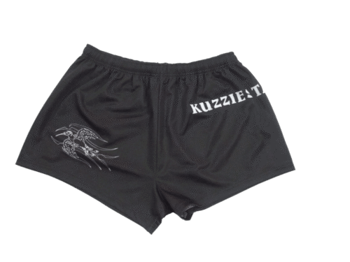 Charcoal and Silver rugby shorts with clean panel styling