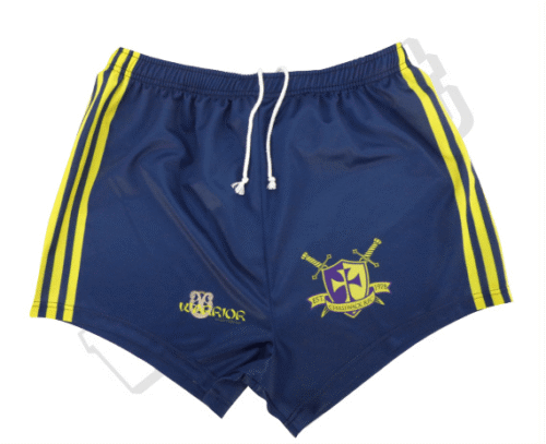 Navy and Charcoal rugby shorts with contrast panel styling