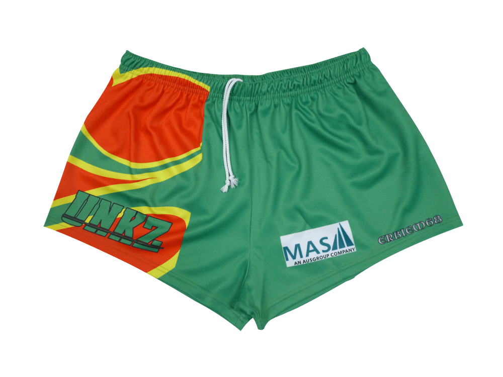 Black and Orange Rugby Shorts with Clean Panel and Contrast Styling 5 Custom Contour Rugby Shorts product view