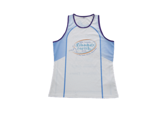 Silver and Sky Blue running vest with contrast panel styling