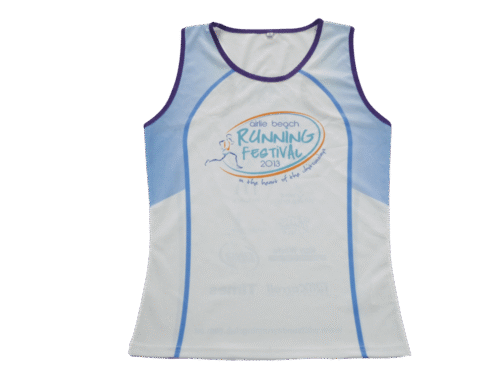 Silver and Sky Blue running vest with contrast panel styling