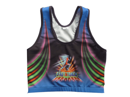 Charcoal and Royal Blue Running Vest with Clean Panel and Gradient Styling 7 Charcoal and Royal Blue running vest with clean panel styling