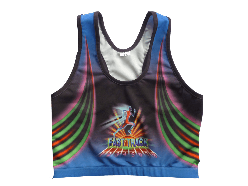Slate and White Running Vest with Clean Panel and Geometric Styling 6 Custom Gradient Running Vest product view