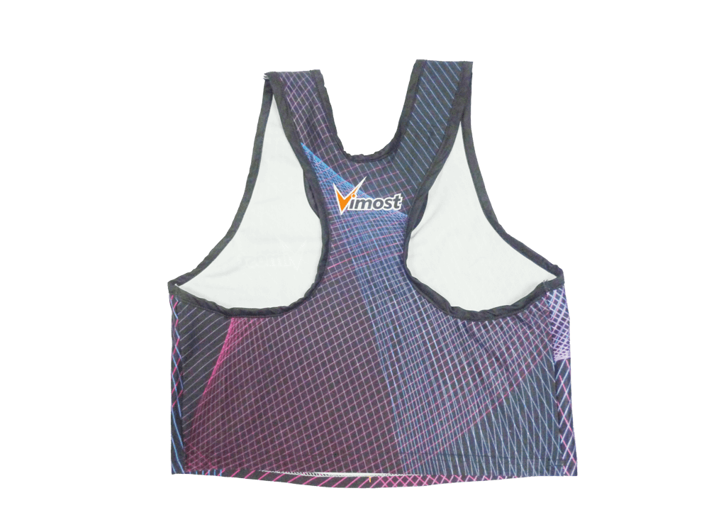 Silver and Sky Blue Running Vest with Contrast Panel and Tournament Styling 6 Custom Club Running Vest product view